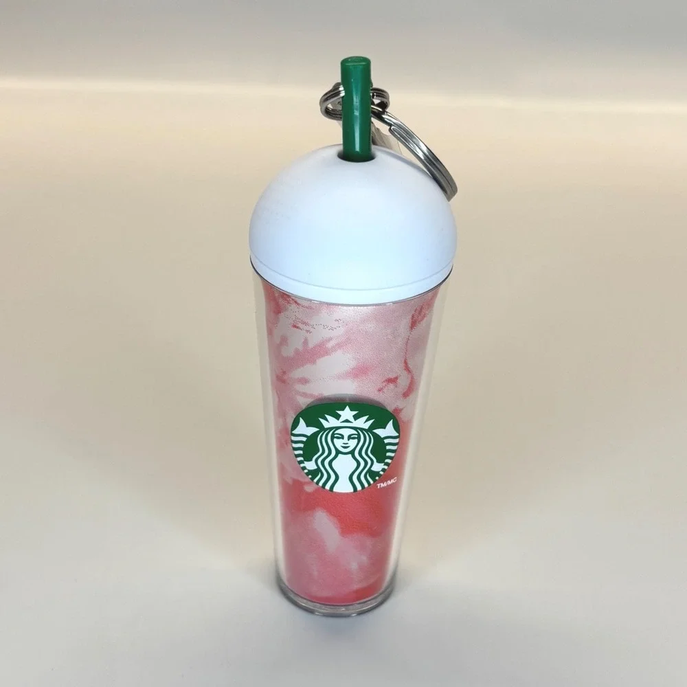Starbucks Surprise Cold‎ Cup Key Chain Ring Bag Charm Pink Shimmer NEW NO BOX